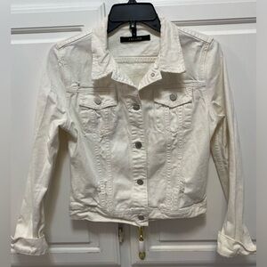 J Brand White Distressed Long Sleeve Denim Jean Jacket Women’s Size Small